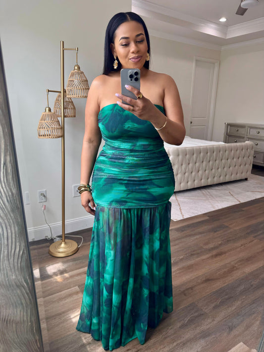 Tube Illusion Mesh Dress (Green)