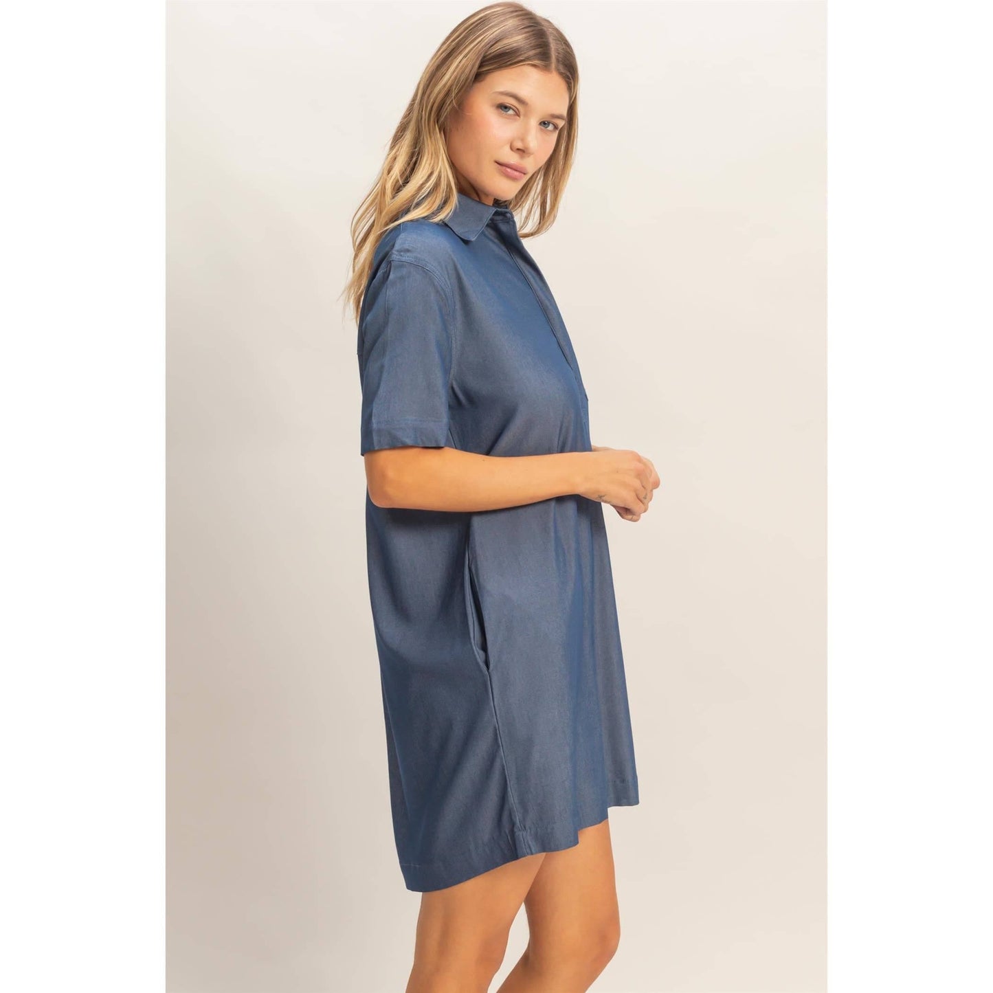 Collared Shirt Dress (DENIM)