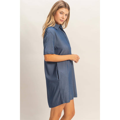 Collared Shirt Dress (DENIM)