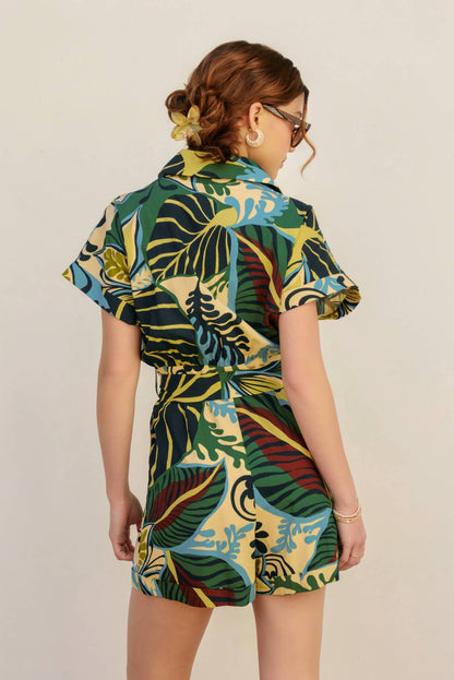 Beach House Rolled Short Sleeve Romper