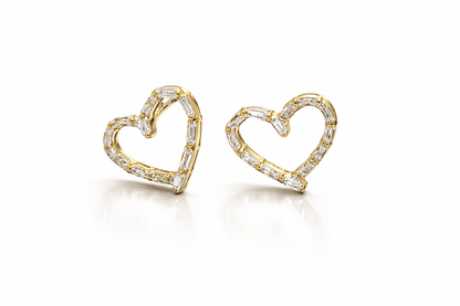 Baguette Heart Stud Earrings