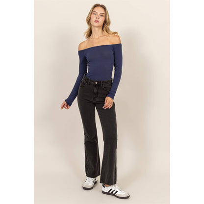 Off Shoulder Long Sleeve Bodysuit
