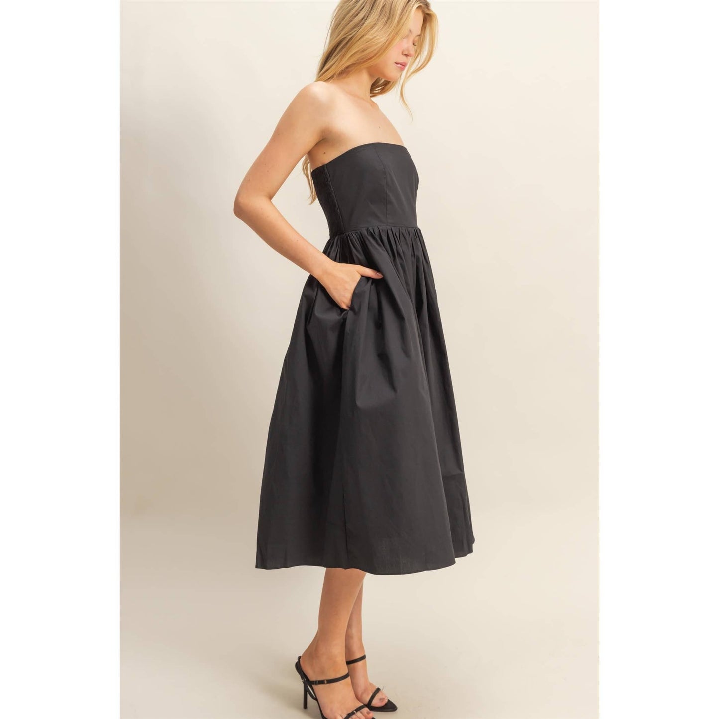 Elegant Fit And Flare Midi Dress: WHITE / S-M-L(2-2-2)