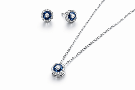 Sapphire Halo Jewelry Set