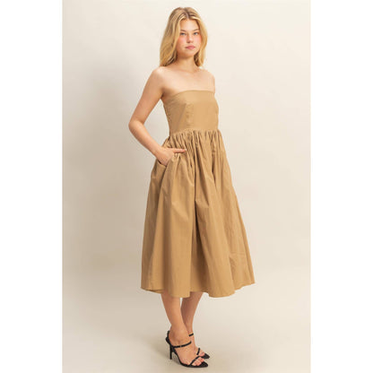 Elegant Fit And Flare Midi Dress: WHITE / S-M-L(2-2-2)