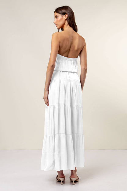 Maxi Tiered Tube Dress With Elasticized Waist (Royal Blue)