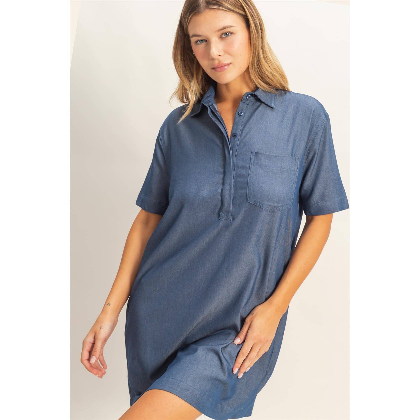 Collared Shirt Dress (DENIM)