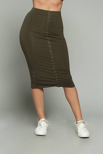 SNAP TAPE MIDI SKIRT (RED)