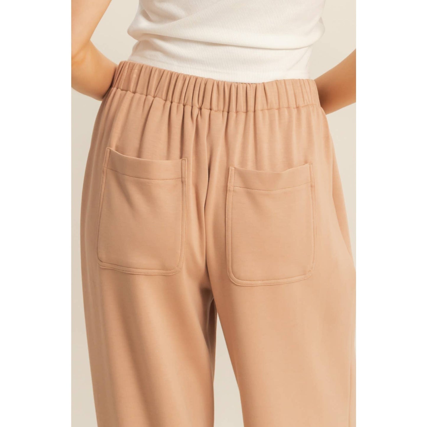 Knit Wide-Leg Trousers With Drawstring Waist  (SAGE GREEN)