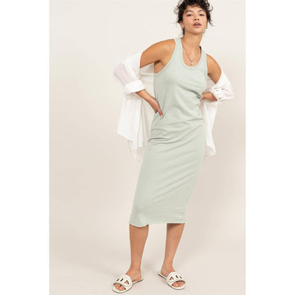 Sleeveless Shift Midi Dress (Mint)