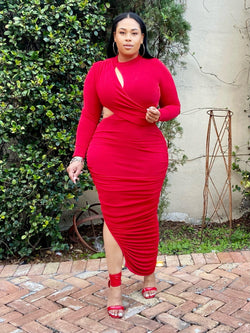 Lil Side Out Asymetrical Dress "Red"