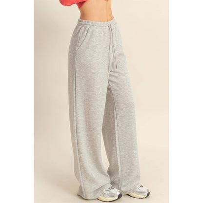 Flowy Knit Drawstring Pants (Heather Grey)