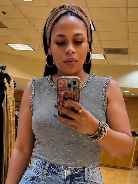 EMBELLISHED RHINESTONE TANK (GREY)