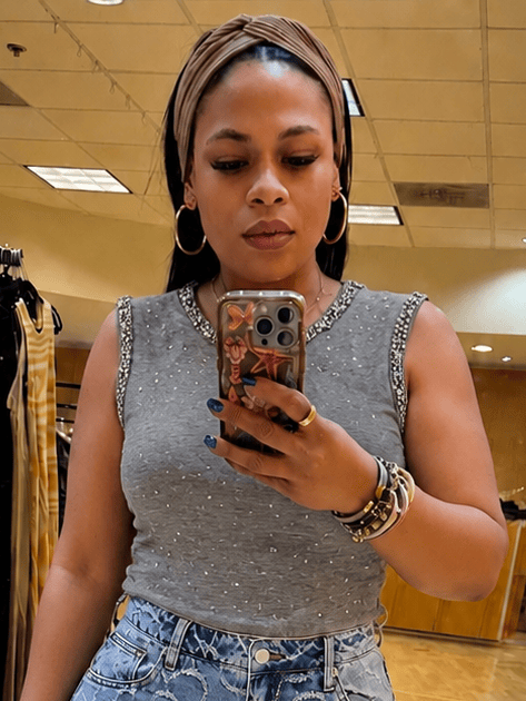 EMBELLISHED RHINESTONE TANK (GREY)