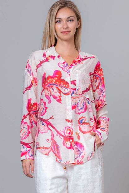 PRINTED LONG SLEEVE SHIRT (Pink)