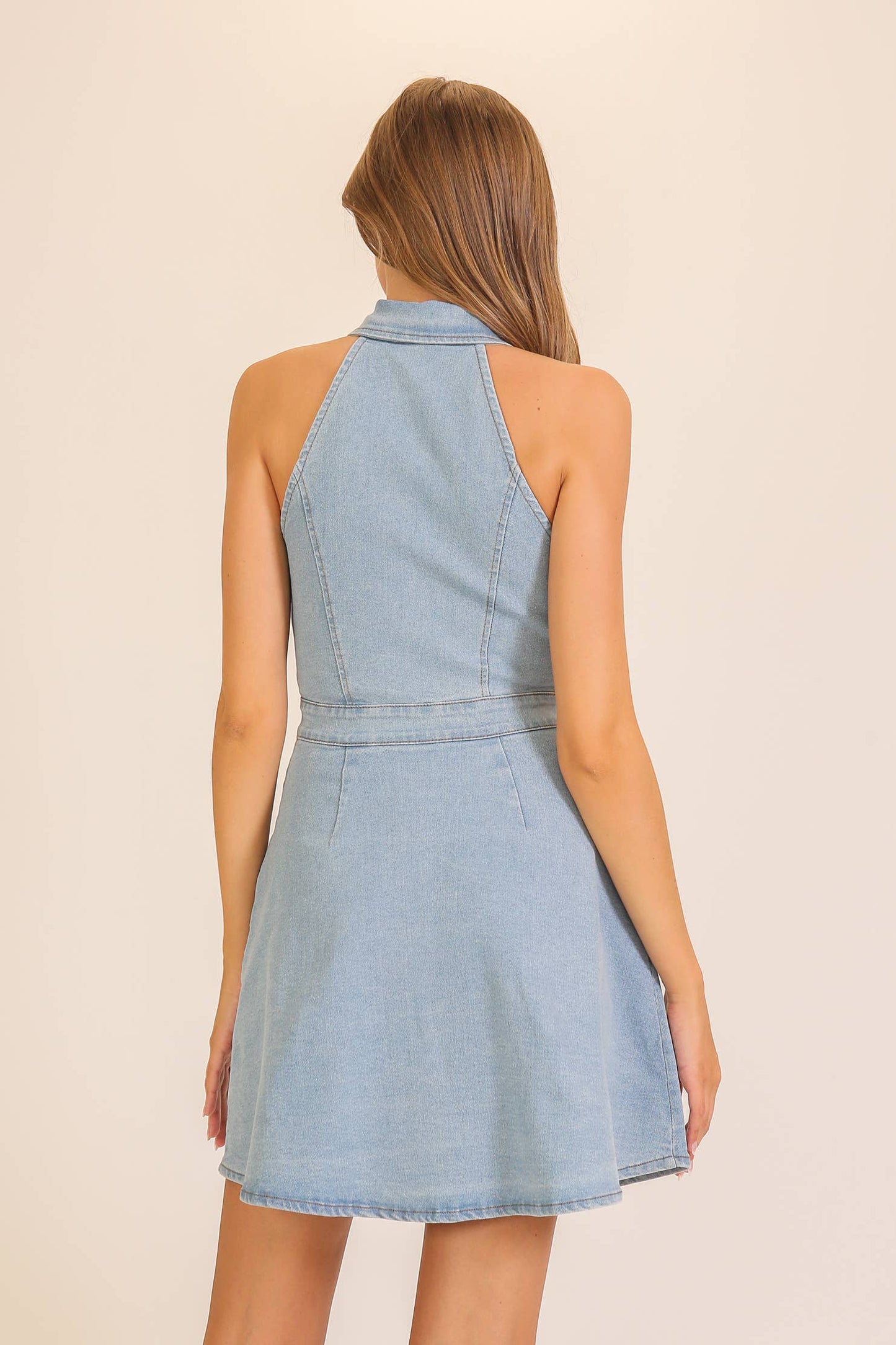 Stretchy Denim Button-Front Dress