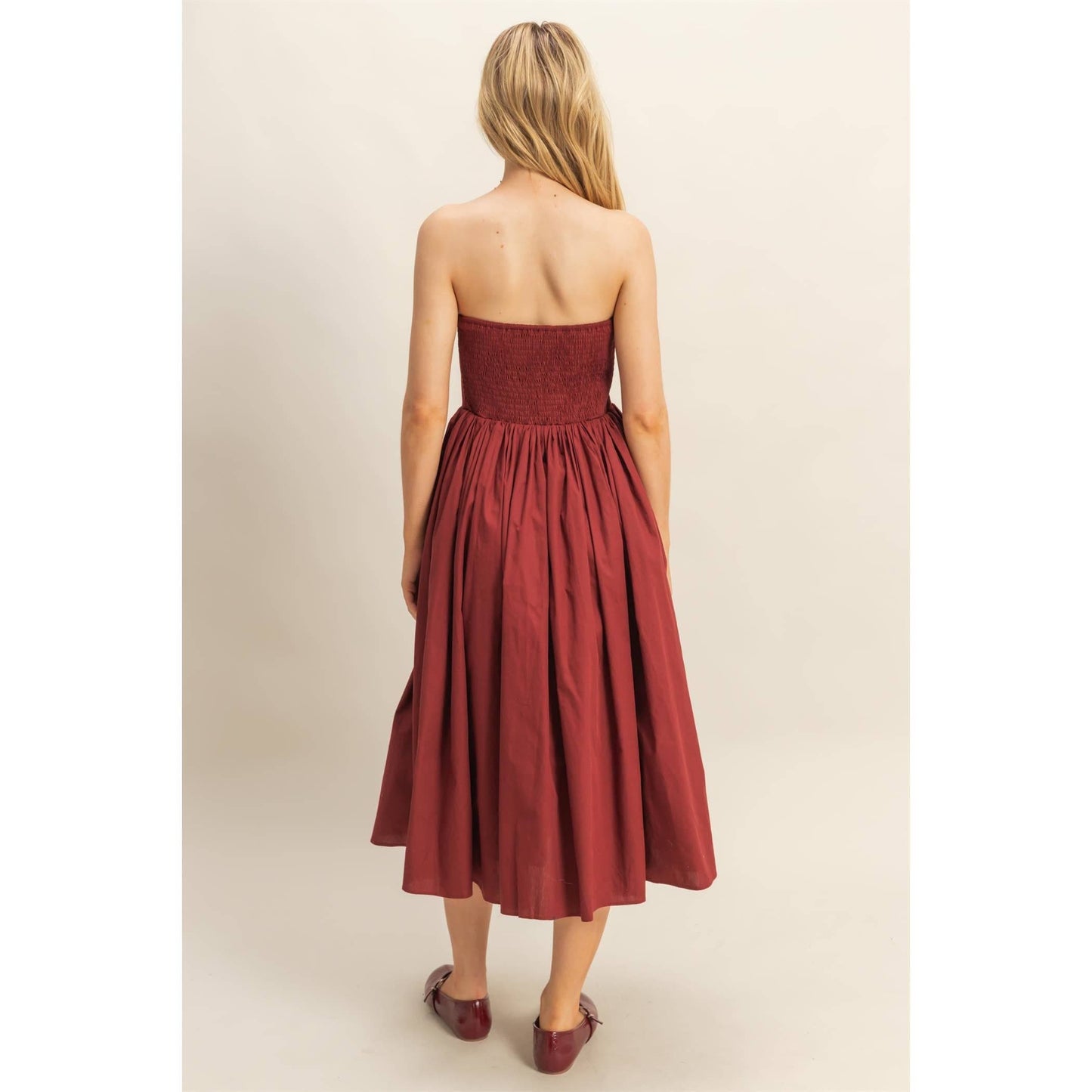 Elegant Fit And Flare Midi Dress: WHITE / S-M-L(2-2-2)