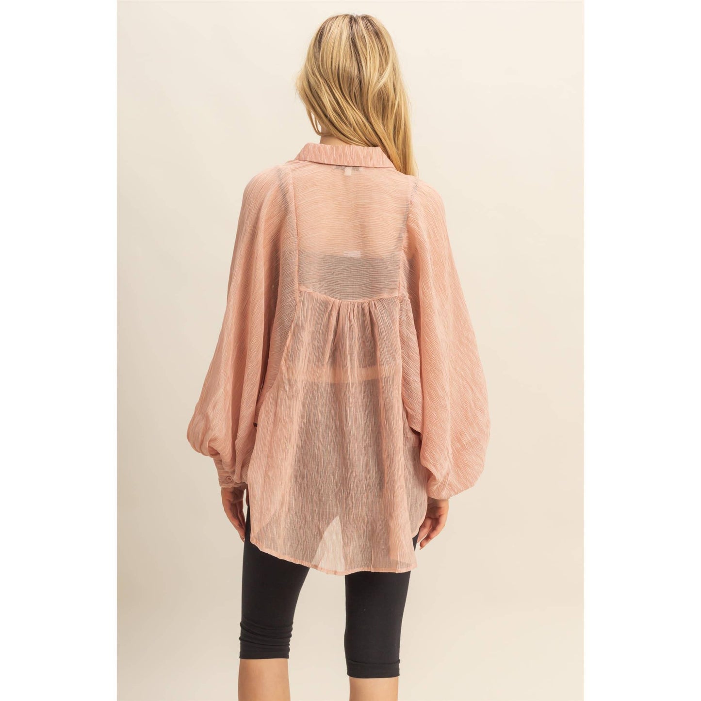 Chic Textured Button-Down Shirt (IVORY)