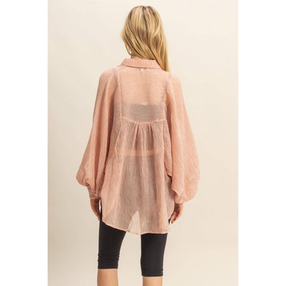 Chic Textured Button-Down Shirt (IVORY)
