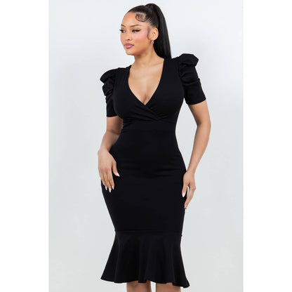 IVANNA PUFF SLEEVE MIDI DRESS
