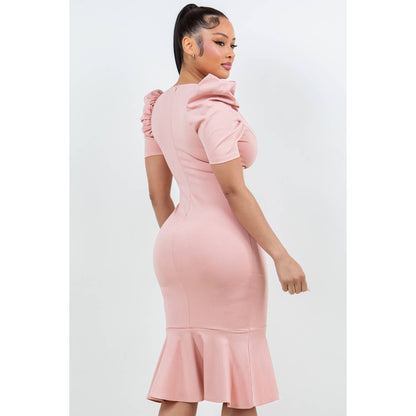 IVANNA PUFF SLEEVE MIDI DRESS