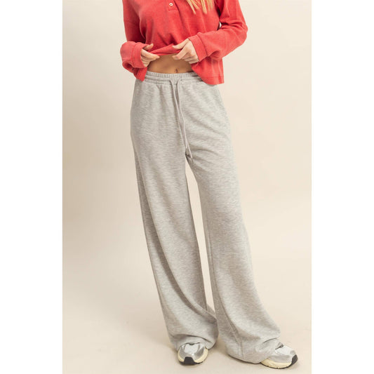 Flowy Knit Drawstring Pants (Heather Grey)