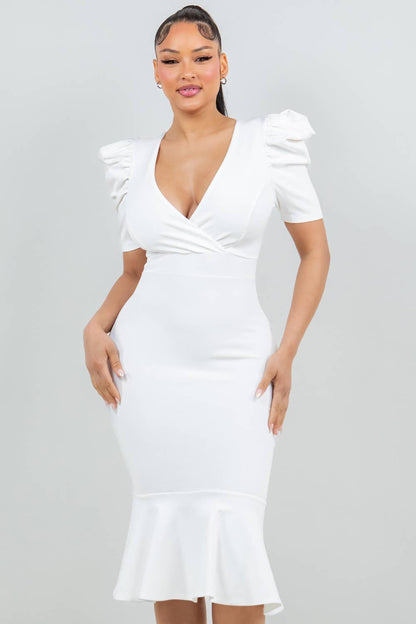 IVANNA PUFF SLEEVE MIDI DRESS