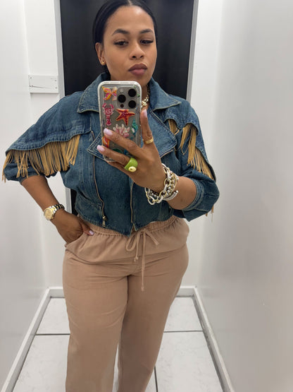 Drawstring Waist Straight Leg Pants (DARK TAUPE)