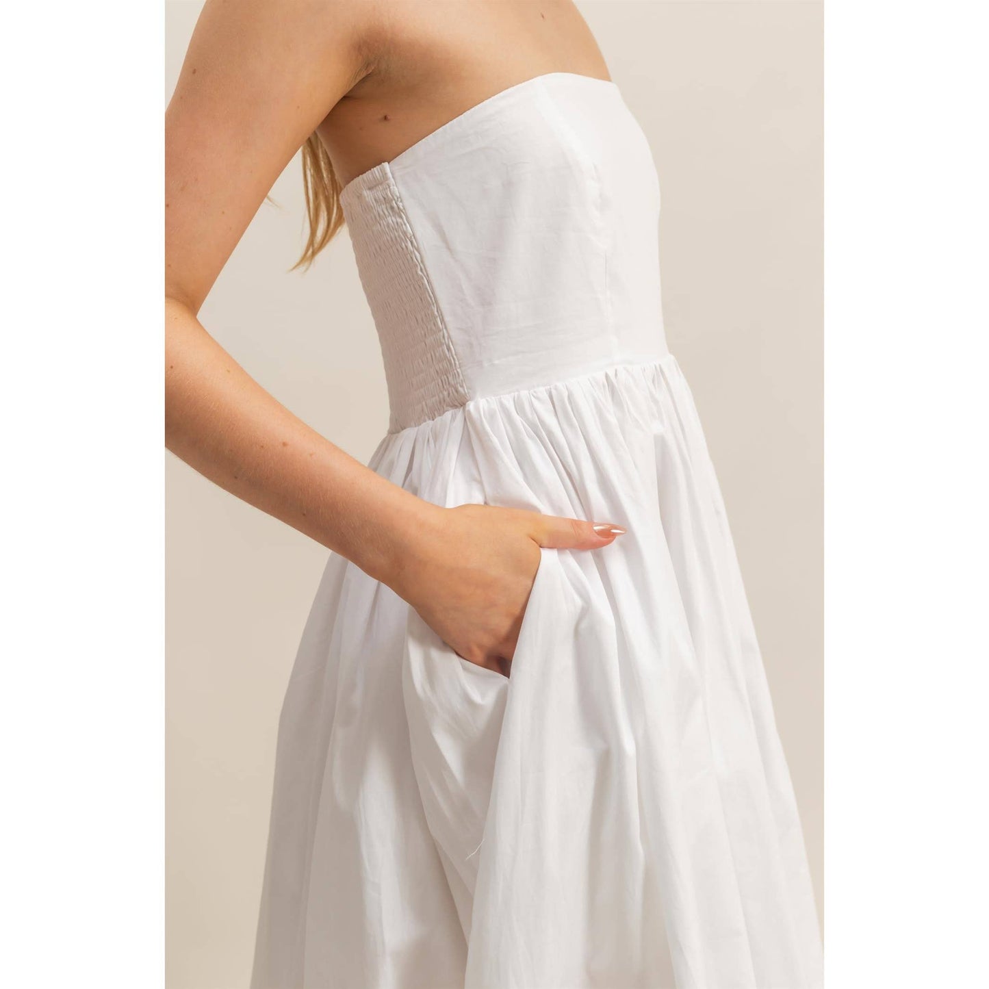 Elegant Fit And Flare Midi Dress: WHITE / S-M-L(2-2-2)