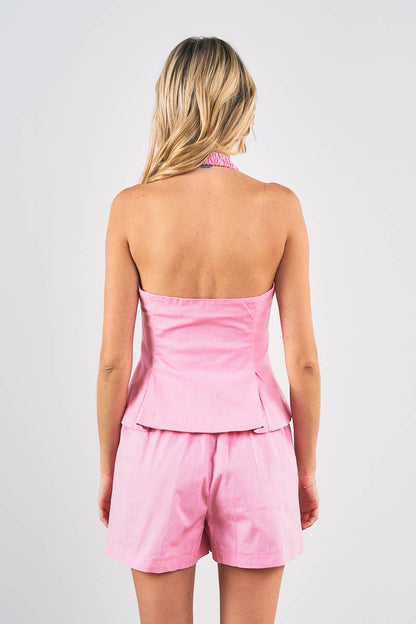HALTER TOP PANTS SET (PINK)