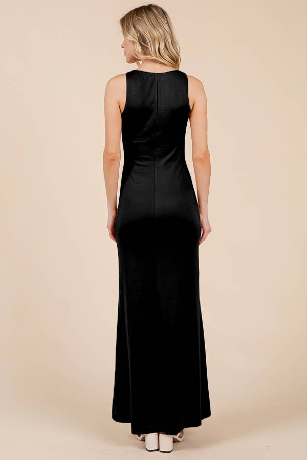 PLUNGE U-NECK TANK FISHTAIL LINING MAXI DRESS