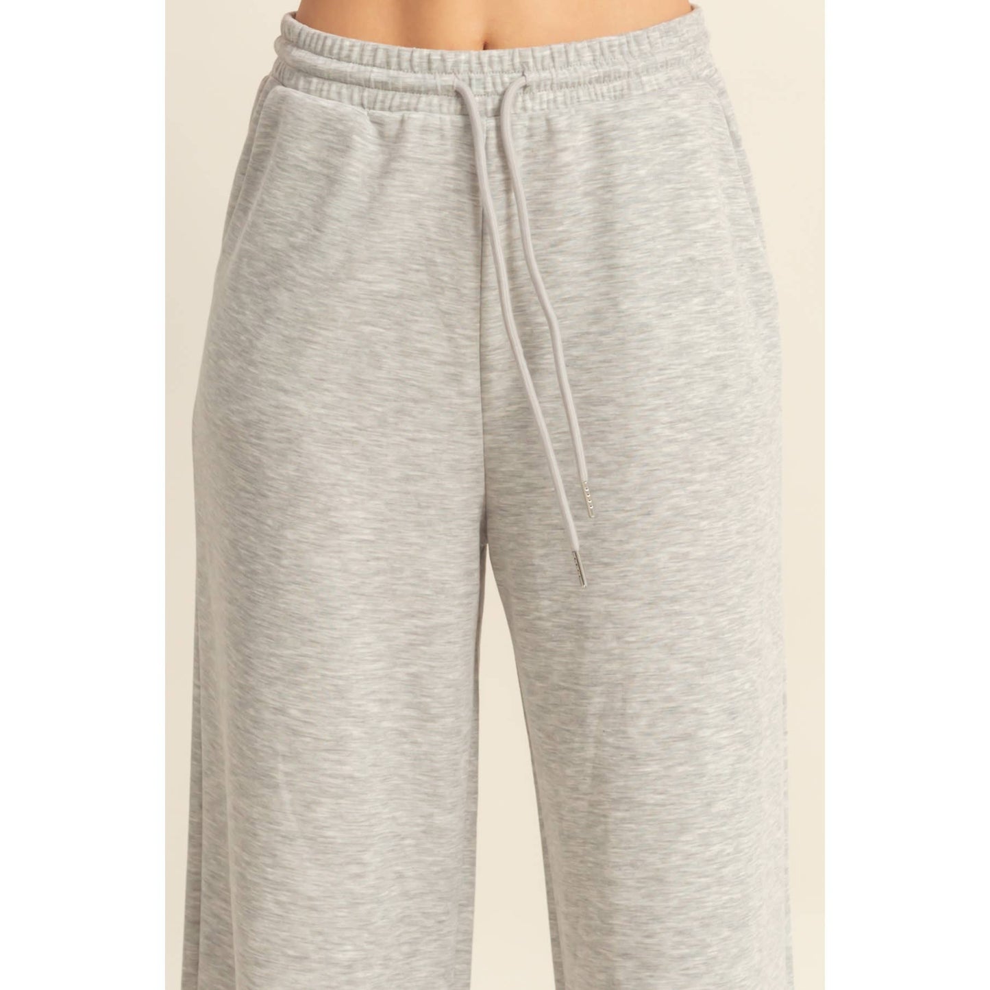 Flowy Knit Drawstring Pants (Heather Grey)