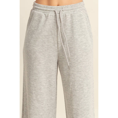 Flowy Knit Drawstring Pants (Heather Grey)