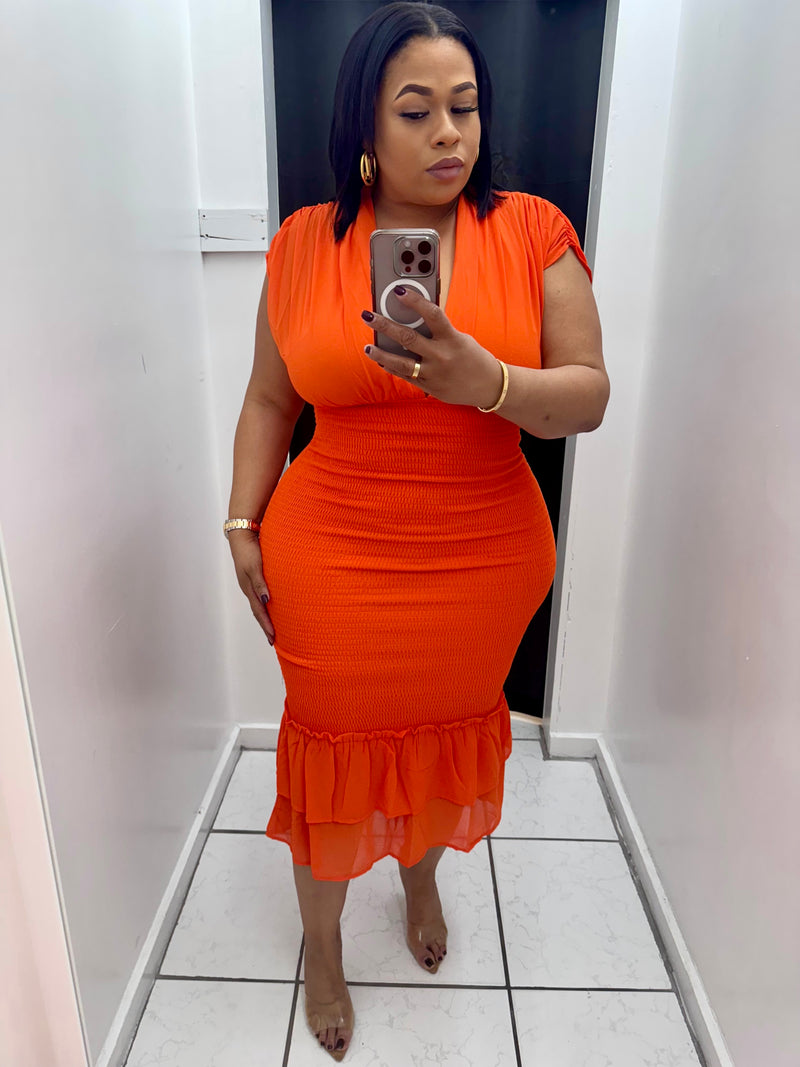 Smocked Orange Dress