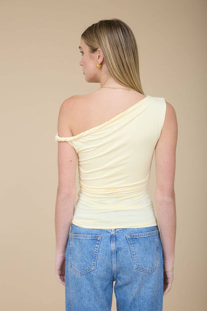 ASYMMETRICAL OFF THE SHOULDER KNIT TOP (Ivory)