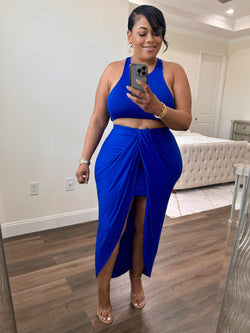 Gina Crop Top & Skirt Set (Royal Blue)