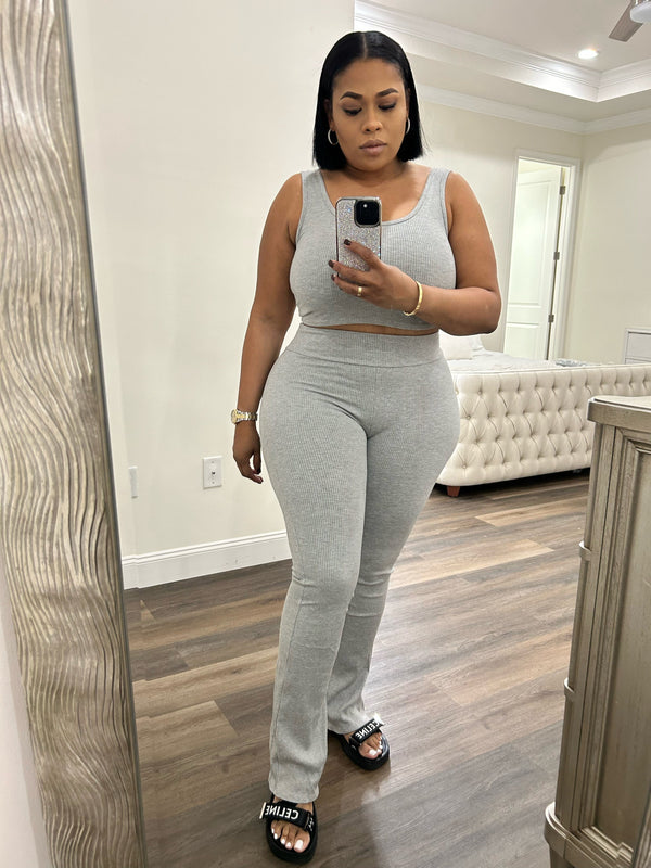 Match Ribbed Set (Heather Grey)