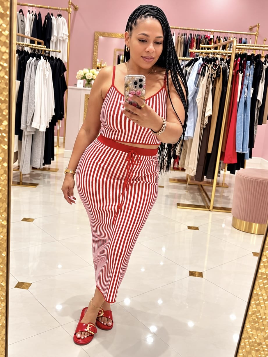 Knit Crop Top Skirt Set
