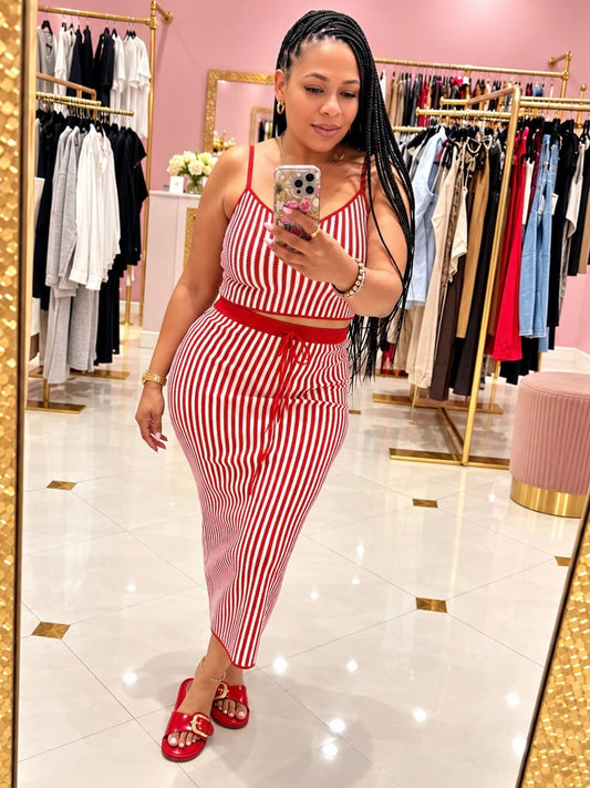 Knit Crop Top Skirt Set