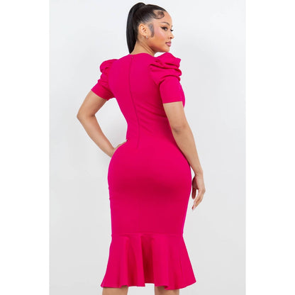 IVANNA PUFF SLEEVE MIDI DRESS