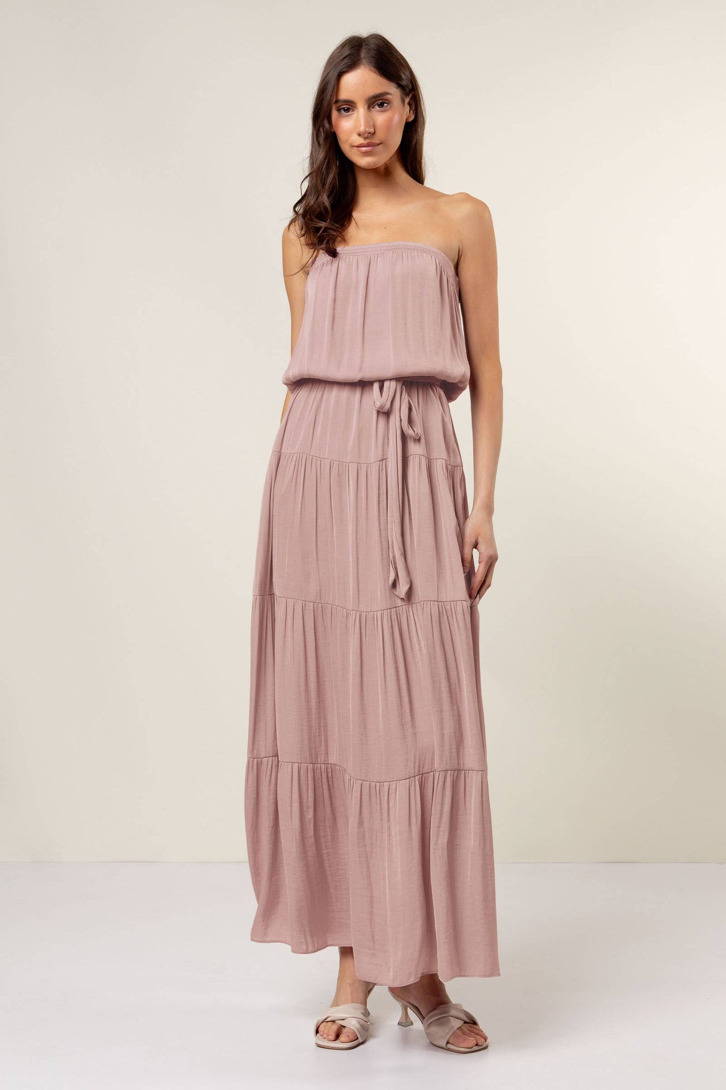 Maxi Tiered Tube Dress With Elasticized Waist (Royal Blue)