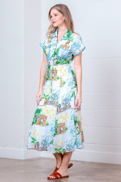 SHORT SLEEVE SHIRT DRESS SELF TIE BELT