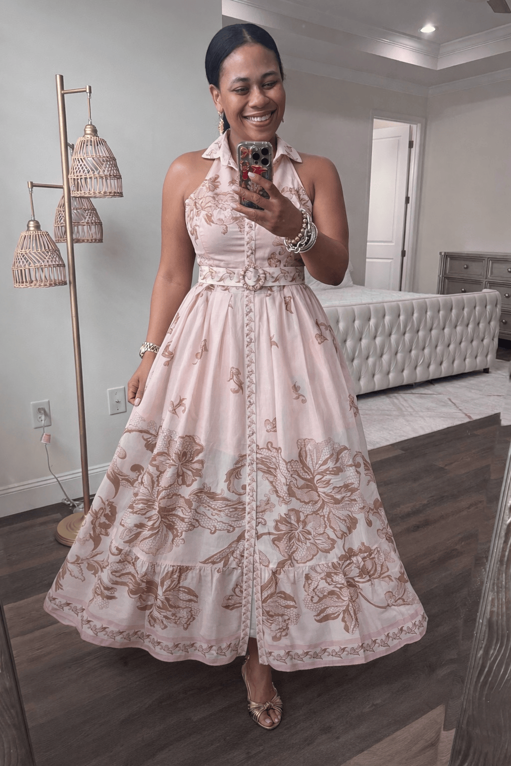 Pastel Printed Belted Dress