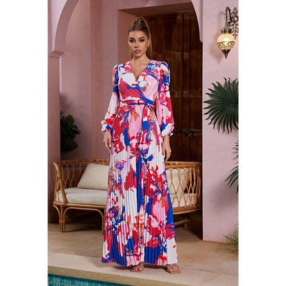 Printed Maxi Dress (MAGENTA)