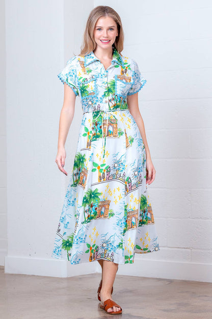 SHORT SLEEVE SHIRT DRESS SELF TIE BELT