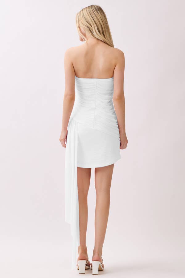 ONE SIDE DRAPE ALL OVER RUCHED TUBE MINI DRESS