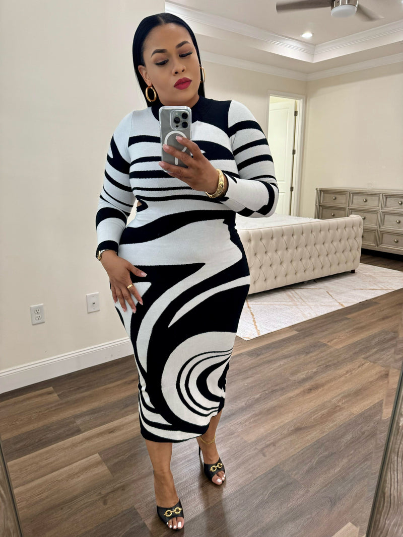 Zebra Print Knit Dress