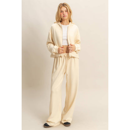 Knit Wide-Leg Trousers With Drawstring Waist  (SAGE GREEN)
