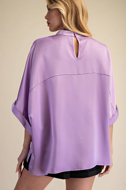 Mock Neck Oversize Top (Lavender)
