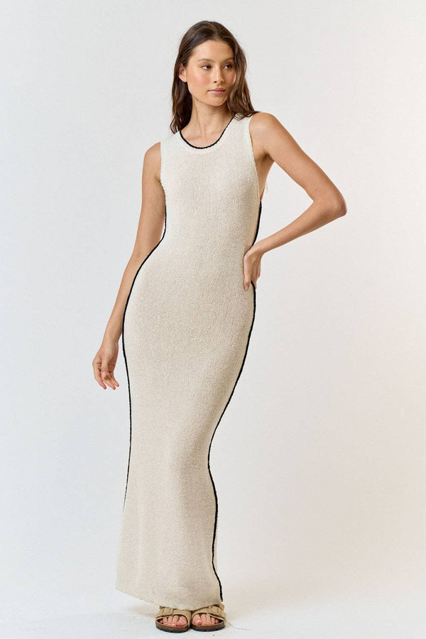 CREW NECK SWEATER MAXI DRESS (CREAM)